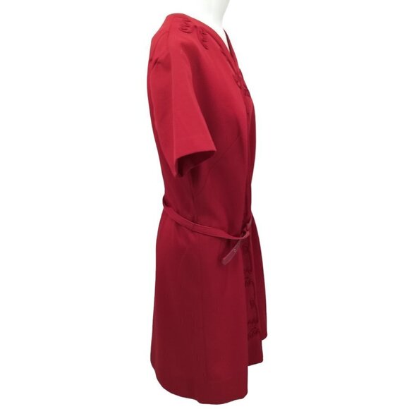 Vintage Handmade Zip Front Belted Embroidered Short Sleeve Mod Dress Size XL? - Picture 12 of 12